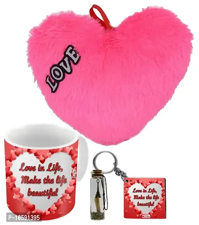 ME&YOU Romantic Gifts, Surprise Message Pills with Printed Mug, Keychain and Heart Cushion for Wife, Girlfriend, Lover On Valentine's Day, Birthday, Anniversary, IZ19MsgBott2MKHP-DTLove-079