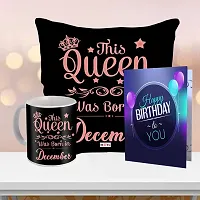 ME & YOU Birthday Gifts| This Birthday Queen was Born on December Printed Cushion with Mug | Greeting Card and Birthday Queen Sash |Birthday Gift for Wife, Girls, Sister, Daughter ( Pack 4)-thumb3