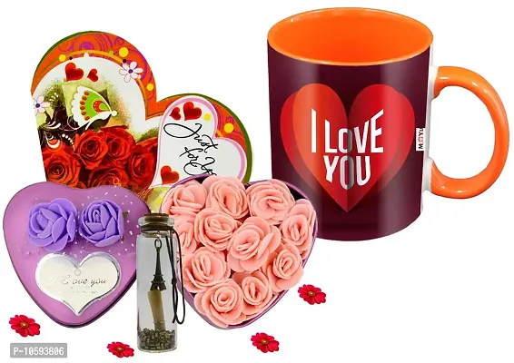 ME&YOU Romantic Gifts, Surprise Flower Box, Greeting Card with Message Bottle & Printed Colored Mug for Wife, Girlfriend, Fiance On Valentine's Day IZ19Tinbox2PurCard5Msgbott2MUo-DTLove-69