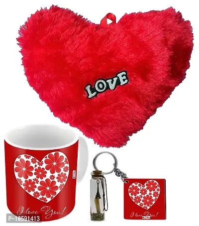 ME&YOU Romantic Gifts, Surprise Message Pills with Printed Mug, Keychain and Heart Cushion for Wife, Girlfriend, Lover On Valentine's Day, Birthday, Anniversary, IZ19MsgBott2MKHR-DTLove-149