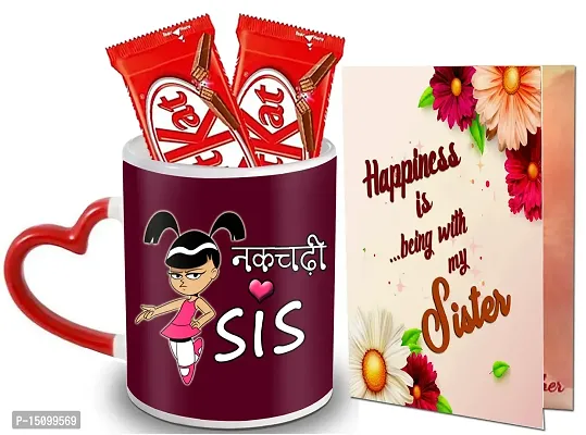 Midiron Return Rakhi Gift for Sister | Birthday Gift for Sister | Anniversary Gift for Sister | Chocolate gift for sister| Rakshabandhan Gift for Sister IZ22KitKat2CDHeartMUr-STSister-16