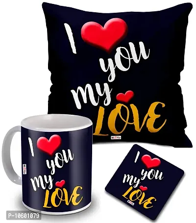 ME & YOU Love Quoted Printed Cushion, Ceramic Mug with MDF Coaster Gifts for Wife/Husband/Girlfriend/Boyfriend/Fiance on her Birthday/Anniversary/Valentine's Day