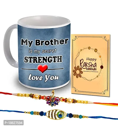 Avirons Set of Designer Rakhi with 325Ml Coffee Mug, Rakshabandhan Greeting Card Combo pack for Bhaiya/Brother/Bhai | Rakhi Gifts Hamper (Pack of 3)-thumb0