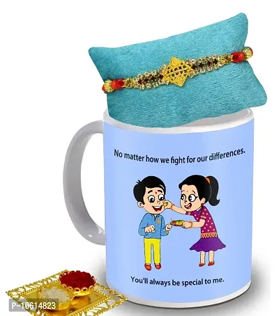 ME & YOU Rakhi Gift for Brother| Rakhi with Gift Set | Rakhi Set for Brother| Rakhi Combo Pack for Bhaiya | Coffee Mug, Designer Rakhi with Roli Tikka Gift Set-IZ22STBrotherMURakhi28Roli-55