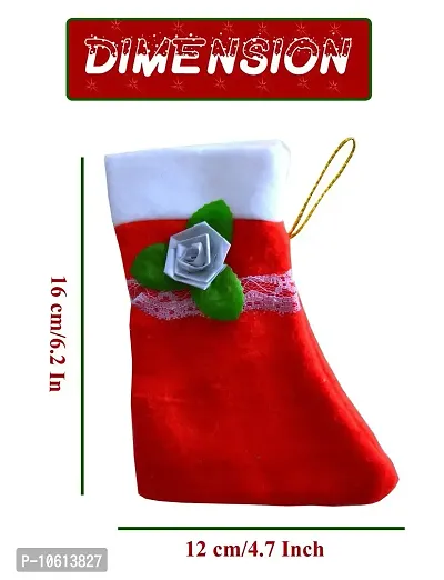 ME & YOU Beautiful Hanging Christmas stocking Socks Red and White Color | Stocking for Christmas Pack of 3-thumb2