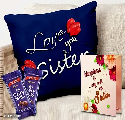 Midiron Tasty  Delicious Chocolates |Rakhi Gift for Sister | Raksha Bandhan Gifts Hamper |Chocolate Pack  Printed Cushion Gift for Sister | Pack of 3