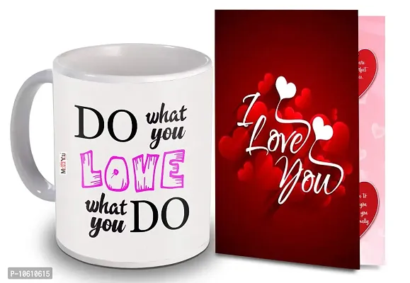 ME&YOU I Love You Greeting Card with Love Quoted Multicolor Ceramic Mug for Valentine's Day-thumb0