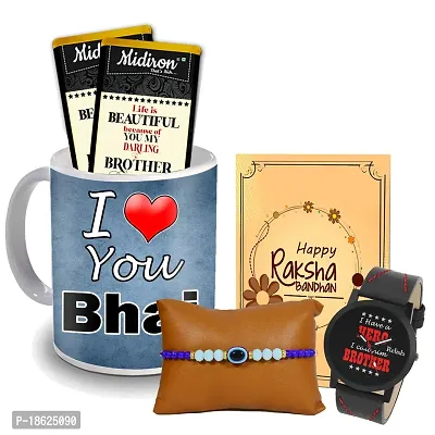 Midiron Set of Designer Rakhi with Chocloate and Coffee Mug,  Rakshabandhan Greeting Card Combo pack for Bhaiya/Brother/Bhai | Rakhi Gifts Combo ( Pack of 5)