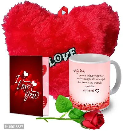 ME & YOU Love Gift|Ceramic Coffee Mug, Soft Red Heart, Artificial Red Rose and Greeting Card for Valentine's Day, Birthday, Anniversary for Boyfriend, Girlfriend, Husband, Wife and Special Person.