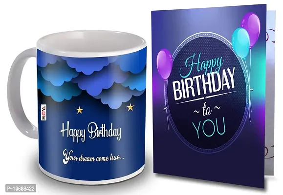 ME & YOU Birthday Gifts, Greeting Card with Happy Birthday Printed Ceramic Mug ( Multicolor)