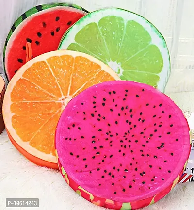 ME & YOU Fruit Cushion Pillow| Round Shape Decorative Cushion| Fruit Sponge Pillow | Microfiber Velvet Fruits Cushions Pillow ( Watermelon, Sweet Lemon, Orange and Dragon Fruit Cushions Pillow )