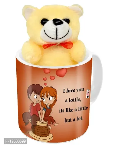 ME&YOU Romantic Gifts, Surprise Teddy with Mug for Wife, Girlfriend, Fiance On Valentine's Day, Birthday, Anniversary, Karwa Chauth and Any Special Occasion ( Printed Ceramic Mug - 325ml )