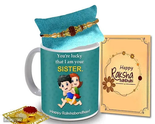 ME & YOU Rakhi Gift for Brother | Rakhi for Brother/ Bhai | Rakshabandhan Gift for Brother| Rakhi with Coffee Mug, Roli Tikka and Rakhi Greeting Card DTRakhiR35-83-thumb0