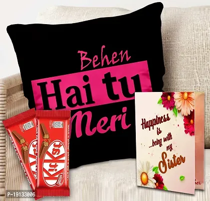 Midiron Chocolate Gift for Sister/Bahen/Sis | Rakhi Gift Hamper for Sister | Return Gift for sister on Raksha Bandhan | Gift for Little Sister with Chocolates  Printed Cushion with Filler ( Pack of 3)