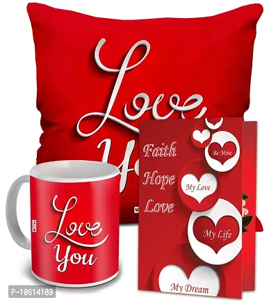 ME & YOU Valentine Gift for Girlfriend, Wife, Husband, Boyfriend |Romantic Gift Set ( Love Quoted Pillow, Love Quoted Mug , Greeting Love )