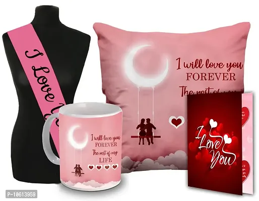 ME & YOU Love Gift for Girlfriend,Wife | Love Greeting Card, Love Sashe, Love Quoted Pillow and Ceramic Coffee Mug for Anniversary and Birthday-thumb0