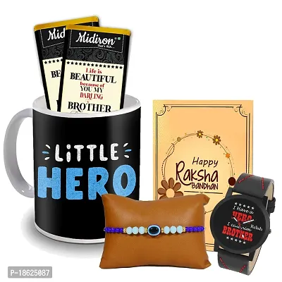 Midiron Fancy Rakhi with Chocolate, Wrist Watch and Coffee Mug for brother | Chocolate box for Raksha Bandhan for Brother | Rakhi Gift for Bhai (Rakhi Hamper)-thumb0