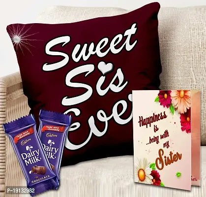 Midiron Raksha Bandhan Gift Hamper for Sister | Gift with Chocolates for Sister |Raksha Bandhan Gifts Pack| Rakhi Gifts Combo|Chocolate Gift for Sister | Raksha Bandhan Gift for Sister with Cushion