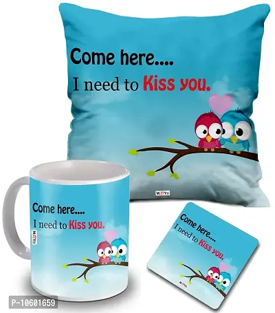 ME & YOU Love Quoted Printed Cushion, Ceramic Mug with MDF Coaster Gifts for Wife/Husband/Girlfriend/Boyfriend/Fiance on her Birthday/Anniversary/Valentine's Day-thumb0