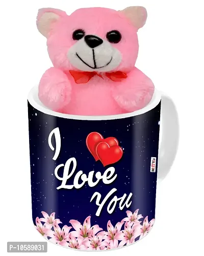 ME&YOU Romantic Gifts, Surprise Teddy with Printed Mug for Wife, Girlfriend, Fiance On Valentine's Day, Birthday, Anniversary, Karwa Chauth and Any Special Occasion ( Printed Ceramic Mug - 325ml )