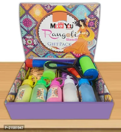 ME  YOU Set of 5 Rangoli Colour Powder with All Stencils | Plastic Squeeze Bottles, Rangoli Powder Tool Kit with Rangoli Filler | Rangoli Gift Pack with Stencils for Diwali-thumb4