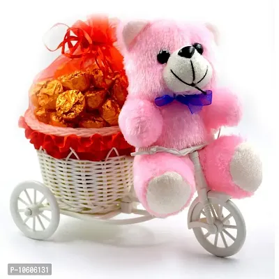 Midiron Cycle Basket with 20 piece Chocolate and Printed Ceramic Mug, Teddy Gift For Sister ( Multicolor)-thumb2