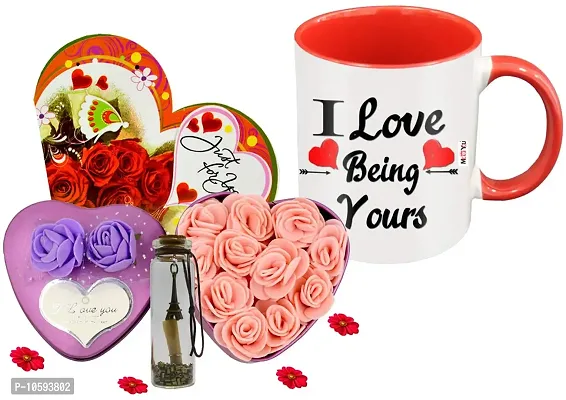 ME&YOU Romantic Gifts, Surprise Flower Box, Greeting Card with Message Bottle & Printed Colored Mug for Wife, Girlfriend, Fiance On Valentine's Day IZ19Tinbox2PurCard5Msgbott2MUr-DTLove-99