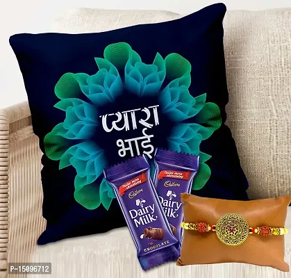 Midiron Rakhi Gift for Brother, Rakhi Combo Pack of Brother, Cushion with Rakhi, Chocolate Gift for Brother, Rakhi Gift Set, Gift For Rakhi IZ21Rakhi17CU16DairyMilk2-DTBrother-452