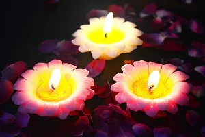 ME  YOU 6 Pcs Flower Shape Diya Wax Candles Floating Tea Light Candles for Diwali Decoration| Lovely Design Diya Candles for Navratri, Deepawali and Christmas Decoration (Pack of 6)-thumb4