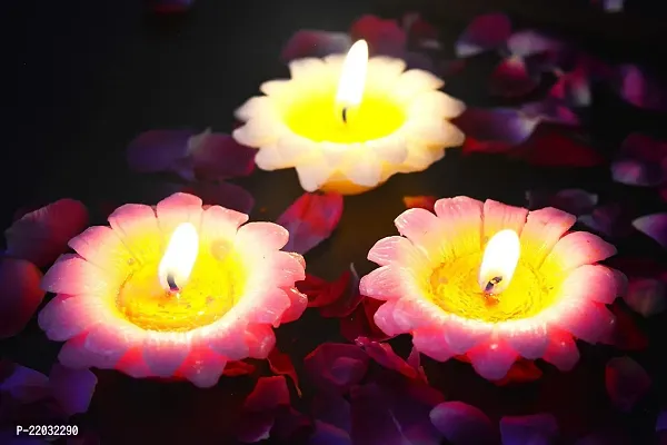 ME  YOU 6 Pcs Flower Shape Diya Wax Candles Floating Tea Light Candles for Diwali Decoration| Lovely Design Diya Candles for Navratri, Deepawali and Christmas Decoration (Pack of 6)-thumb5