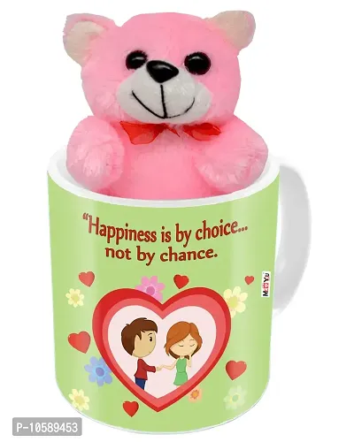 ME&YOU Romantic Gifts, Surprise Teddy with Printed Mug for Wife, Girlfriend, Fiance On Valentine's Day, Birthday, Anniversary, Karwa Chauth and Any Special Occasion ( Printed Ceramic Mug - 325ml )