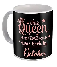 ME & YOU Birthday Gifts, Birthday Gift for Queens Born on October, 4 in 1 Combo Pack for Birthday Gifts, Cushion with Filler, Coffee Mug, Greeting Card, Birthday Queen Sash (Black)-thumb1