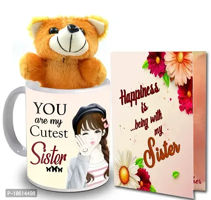 ME & YOU Gift for Sister | Return Rakhi Gift for Sister | Anniversary Gift for Sister | Birthday Gift for Sister | Brown Teddy Gift for Sister IZ22DTSisterCDMUTBr-102-thumb0