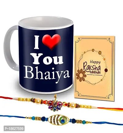 Avirons Rakhi Gift Hamper with Coffee Mug, Rakhi for Brother | Rakhi Gifts Hamper/Combo |Unique Rakhi Gift for Brother (325Ml Coffee Mug, Rakhi Pack 2, Greeting Card)