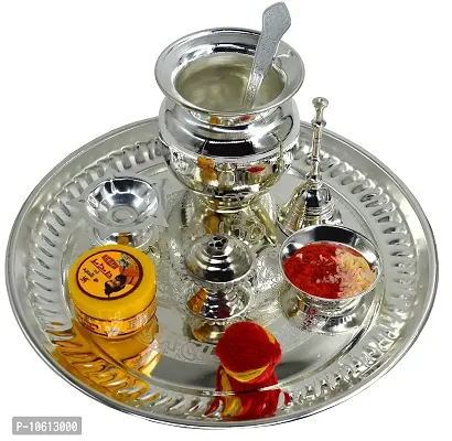 Buy ME YOU Silver Plated Puja Thali Set with Kalawa, Roli Akshat, Chandan  Tika for Diwali Poojan, Dhanteras, Hawan Puja, Diwali Pujan, Navratras Pujan,  Durga Puja Online In India At Discounted Prices