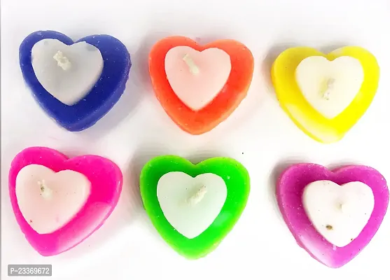 ME  YOU Decorative Heart Design Candles for Diwali Decoration| Lovely Design Wax Candles for Home Deacute;cor on Navratri, Deepawali and Christmas Decoration (Pack of 6)-thumb2