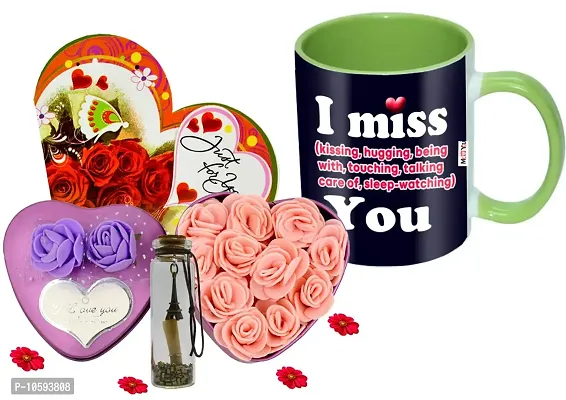 ME&YOU Romantic Gifts, Surprise Flower Box, Greeting Card with Message Bottle & Printed Colored Mug for Wife, Girlfriend, Fiance On Valentine's Day IZ19Tinbox2PurCard5Msgbott2MUg-STLove-39