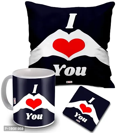 ME & YOU Love Quoted Printed Cushion, Ceramic Mug with MDF Coaster Gifts for Wife/Husband/Girlfriend/Boyfriend/Fiance on her Birthday/Anniversary/Valentine's Day