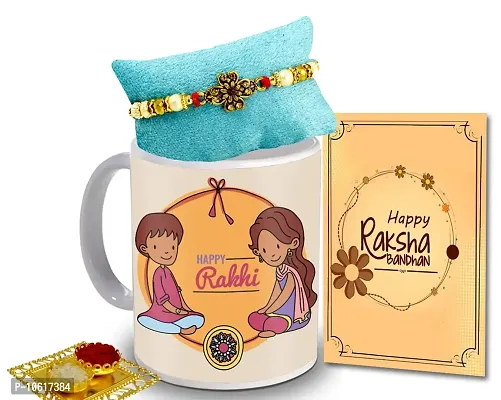 ME & YOU Rakhi Gift for Brother | Rakhi for Brother/ Bhai | Rakshabandhan Gift for Brother| Rakhi with Coffee Mug, Roli Tikka and Rakhi Greeting Card DTRakhiR38-74