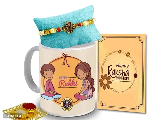 ME & YOU Rakhi Gift for Brother | Rakhi for Brother/ Bhai | Rakshabandhan Gift for Brother| Rakhi with Coffee Mug, Roli Tikka and Rakhi Greeting Card DTRakhiR38-74-thumb0