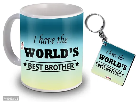 ME & YOU Gift for Brother, Printed Ceramic Mug and Keychain ( Multicolor)