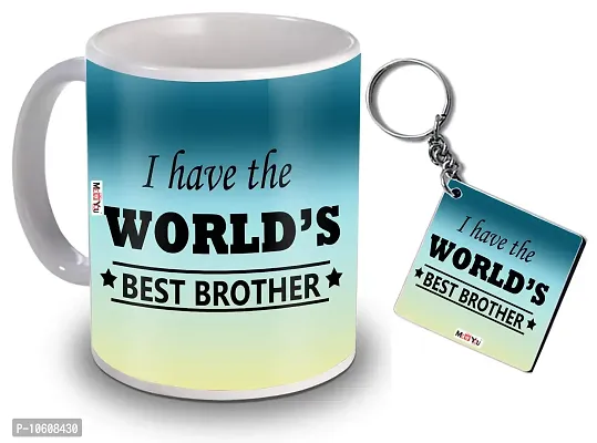 ME & YOU Gift for Brother, Printed Ceramic Mug and Keychain ( Multicolor)-thumb0