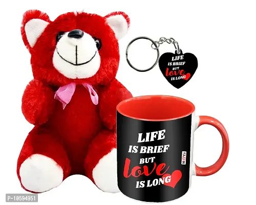 ME&YOU Romantic Gifts, Surprise Teddy with Mug and Keychain for Wife, Girlfriend, Fiance On Valentine's Day, Birthday, Anniversary and Any Special Occasion ( Ceramic Printed Mug - 325ml )