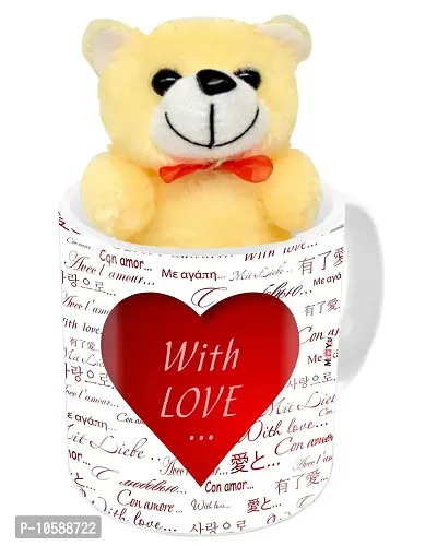 ME&YOU Romantic Gifts, Surprise Teddy with Printed Mug for Wife, Girlfriend, Fiance On Valentine's Day, Birthday, Anniversary, Karwa Chauth and Any Special Occasion IZ19DTLoveMuTCr-168