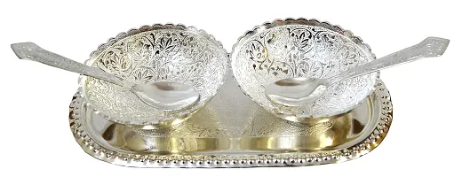 ME & YOU Beautiful Gift Pack of Designer Silver Plated Bowl Set on Diwali and Special Occasion-thumb2