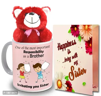 ME & YOU Gift for Sister | Return Rakhi Gift for Sister | Anniversary Gift for Sister | Birthday Gift for Sister | Cream Teddy Gift for Sister IZ22DTSisterCDMUTR-103-thumb0