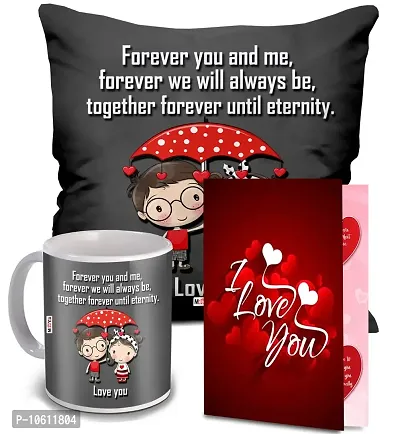 ME & YOU Love Quoted Cushion and Ceramic Mug with I Love You Greeting Card for Valentine's Day, Birthday, Anniversary (Multicolor)-thumb0