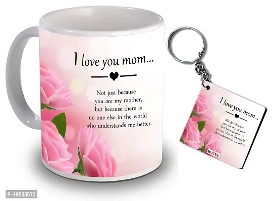 ME & YOU Gifts for Mom, Printed Ceramic Mug with MDF Keychain, Gift on Her Birthday, Mother's Day