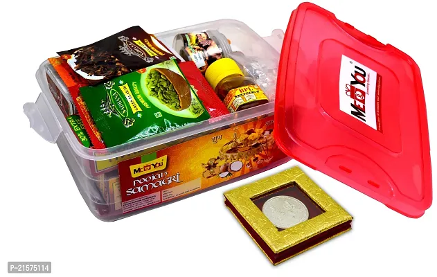 ME  YOUnbsp;Pooja Kit with 25 Items  Silver Coin - Pooja Items for Navratri, Diwali, Dusshera, Durga Pooja | All necessary item pooja thali | Pooja Hawan Samagri Housewarming Pooja | Festival Pooja Kit