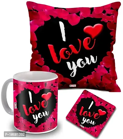 ME & YOU Love Quoted Printed Cushion, Ceramic Mug with MDF Coaster Gifts for Wife/Husband/Girlfriend/Boyfriend/Fiance on her Birthday/Anniversary/Valentine's Day